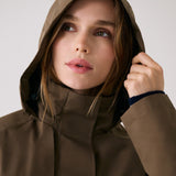 Lolë Alizé Trench Coat in Mocha olive brown — fit note: Cut with a relaxed fit for comfortable layering