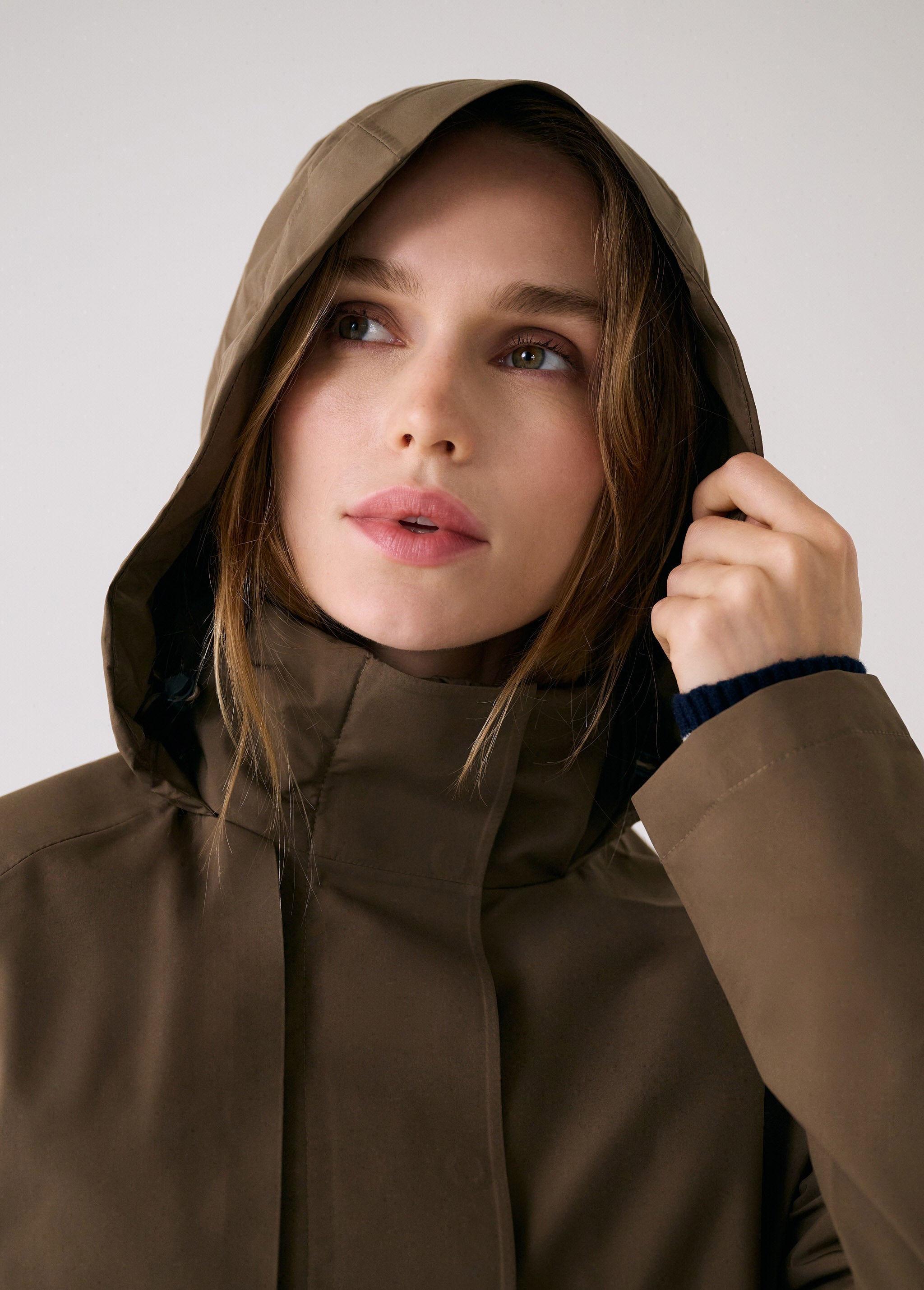 Lolë Alizé Trench Coat in Mocha olive brown — fit note: Cut with a relaxed fit for comfortable layering