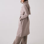 Lolë Alizé Trench Coat in Pebble taupe — fit note: Cut with a relaxed fit for comfortable layering