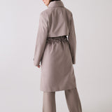Lolë Alizé Trench Coat in Pebble taupe — fit note: Cut with a relaxed fit for comfortable layering