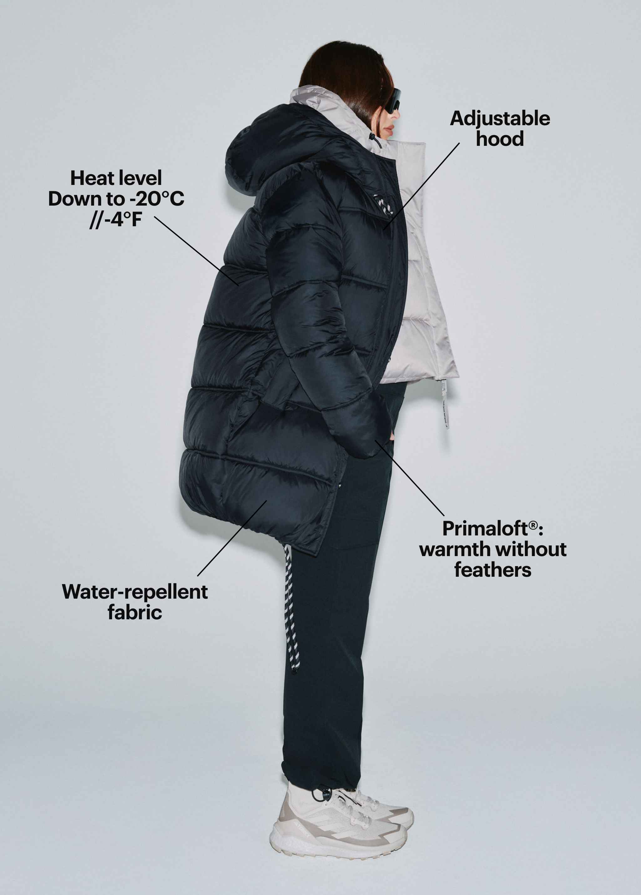 Lolë Modern Puffer Synth Down Jacket in black