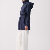 Lolë Alizé Short Trench Coat in Outerspace navy — fit note: Cut with a relaxed fit for comfortable layering
