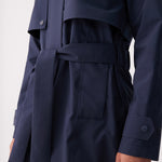 Lolë Alizé Short Trench Coat in Outerspace navy — fit note: Cut with a relaxed fit for comfortable layering