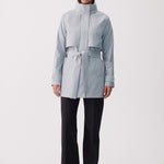 Lolë Alizé Short Trench Coat in Steel light grey — fit note: Cut with a relaxed fit for comfortable layering