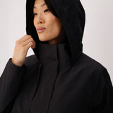 Lolë Alizé Short Trench Coat in black — fit note: Cut with a relaxed fit for comfortable layering
