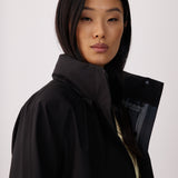 Lolë Alizé Short Trench Coat in black — fit note: Cut with a relaxed fit for comfortable layering