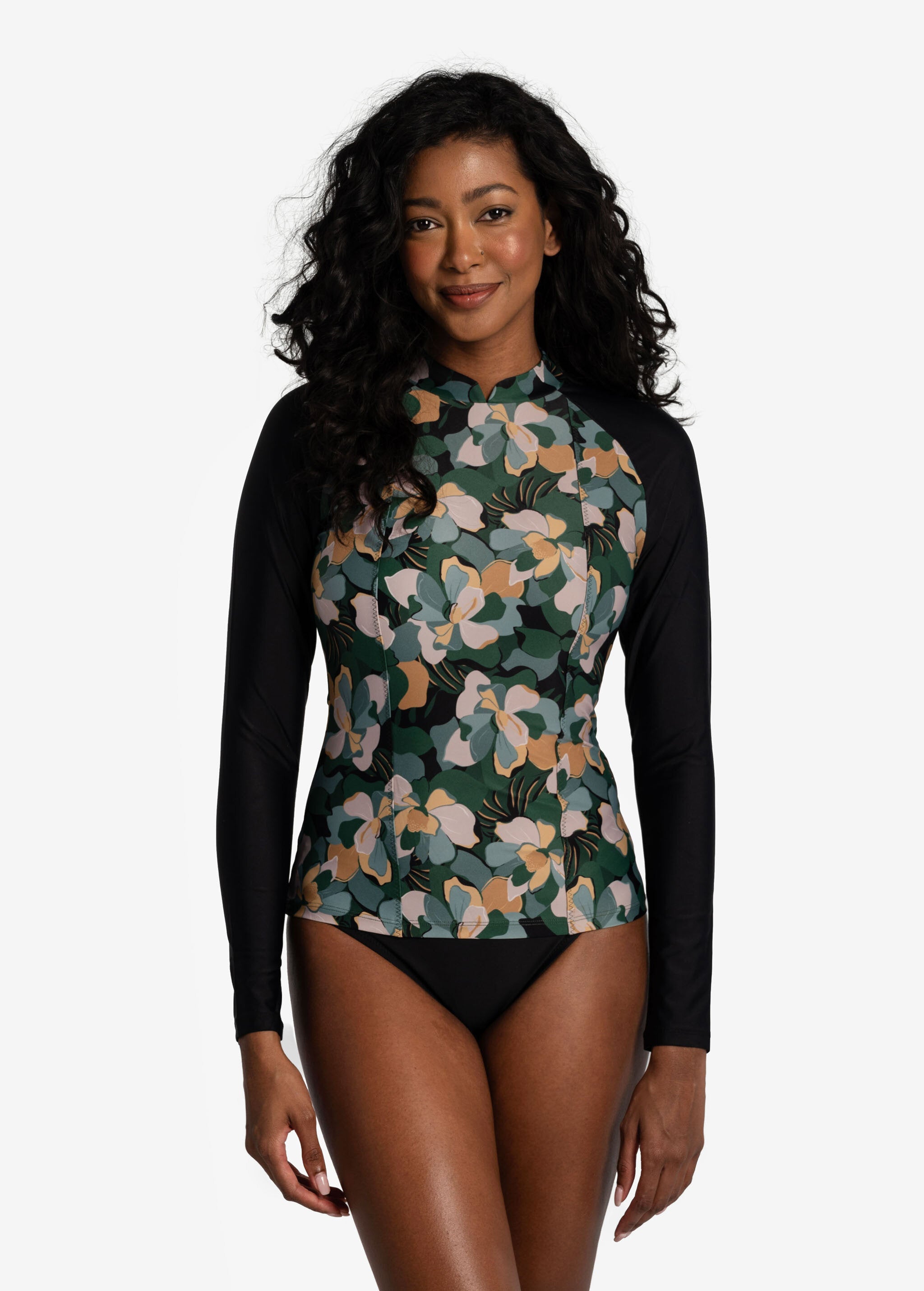 Lolë Seychelles Rashguard in blue — this fitted long-sleeve top gives you lightweight sun protection