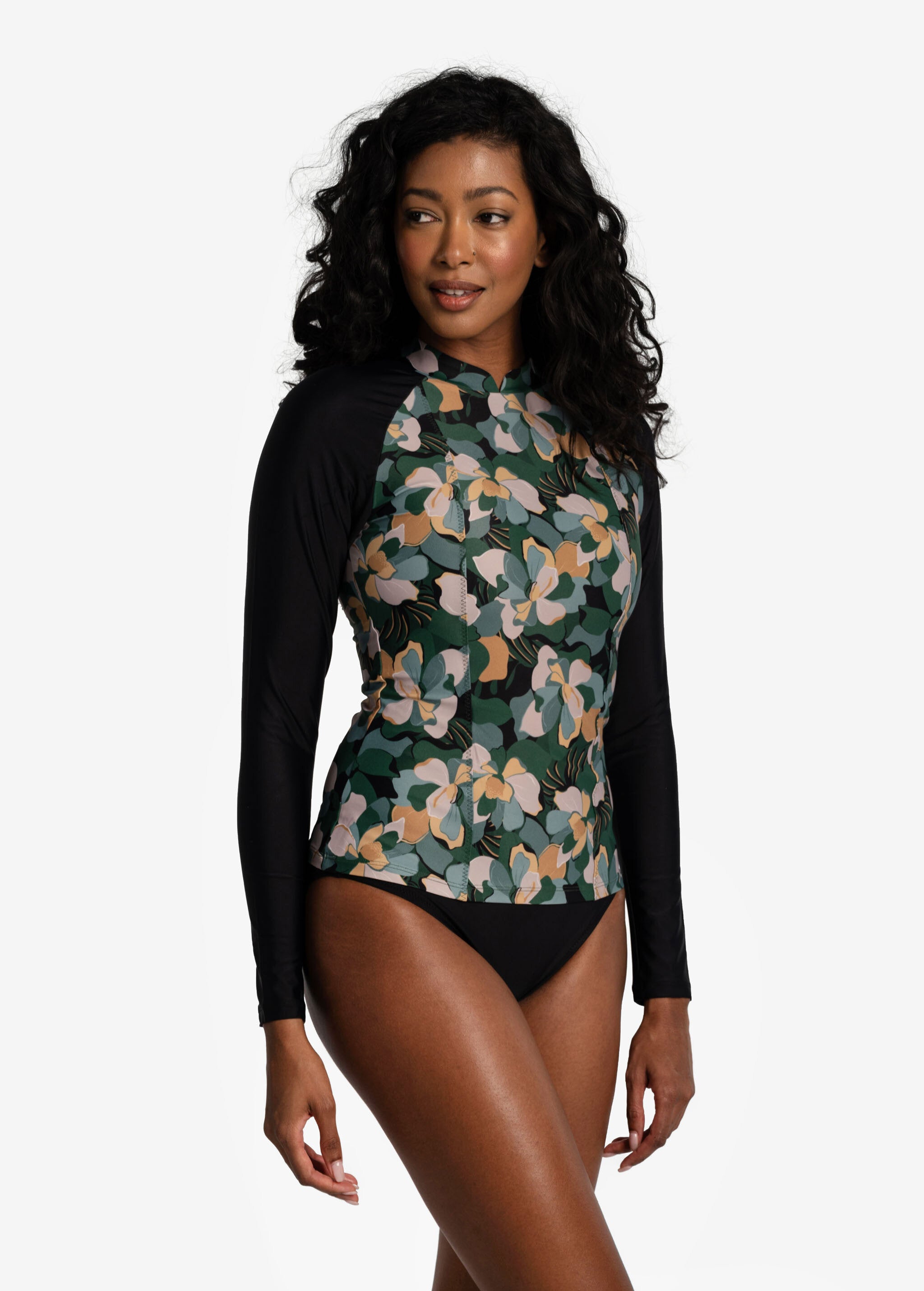 Lolë Seychelles Rashguard in blue — this fitted long-sleeve top gives you lightweight sun protection