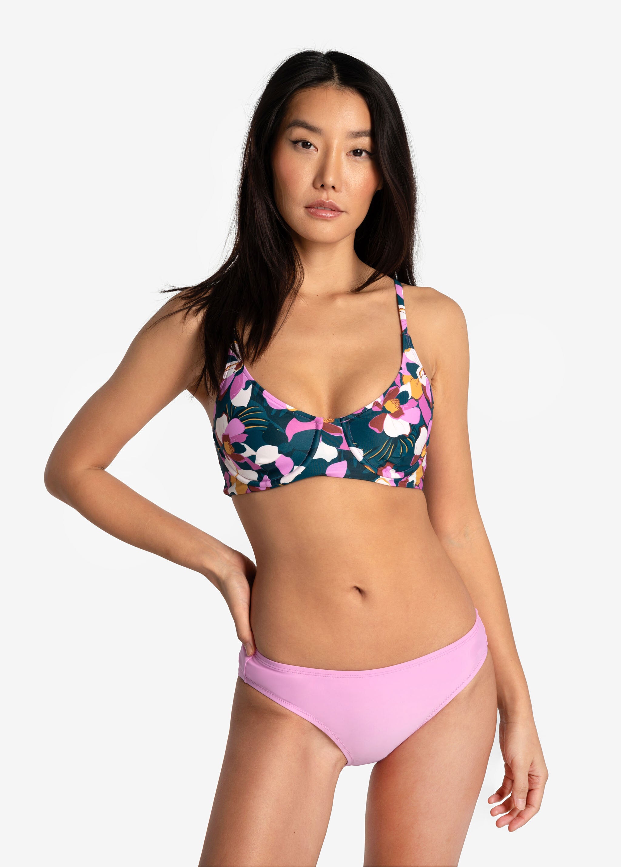 Lolë Amalfi Bikini Top in navy floral print