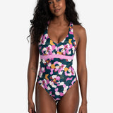 Lolë Playa One-Piece Swimsuit in navy floral print