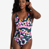 Lolë Playa One-Piece Swimsuit in navy floral print