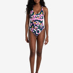 Lolë Playa One-Piece Swimsuit in navy floral print