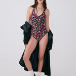 Lolë Playa One-Piece Swimsuit in black floral print