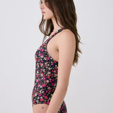 Lolë Playa One-Piece Swimsuit in black floral print