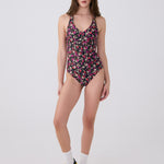 Lolë Playa One-Piece Swimsuit in black floral print