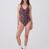 Lolë Playa One-Piece Swimsuit in black floral print