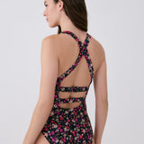 Lolë Playa One-Piece Swimsuit in black floral print