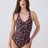 Lolë Playa One-Piece Swimsuit in black floral print
