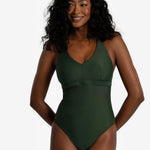 Lolë Playa One-Piece Swimsuit in Kombu olive green