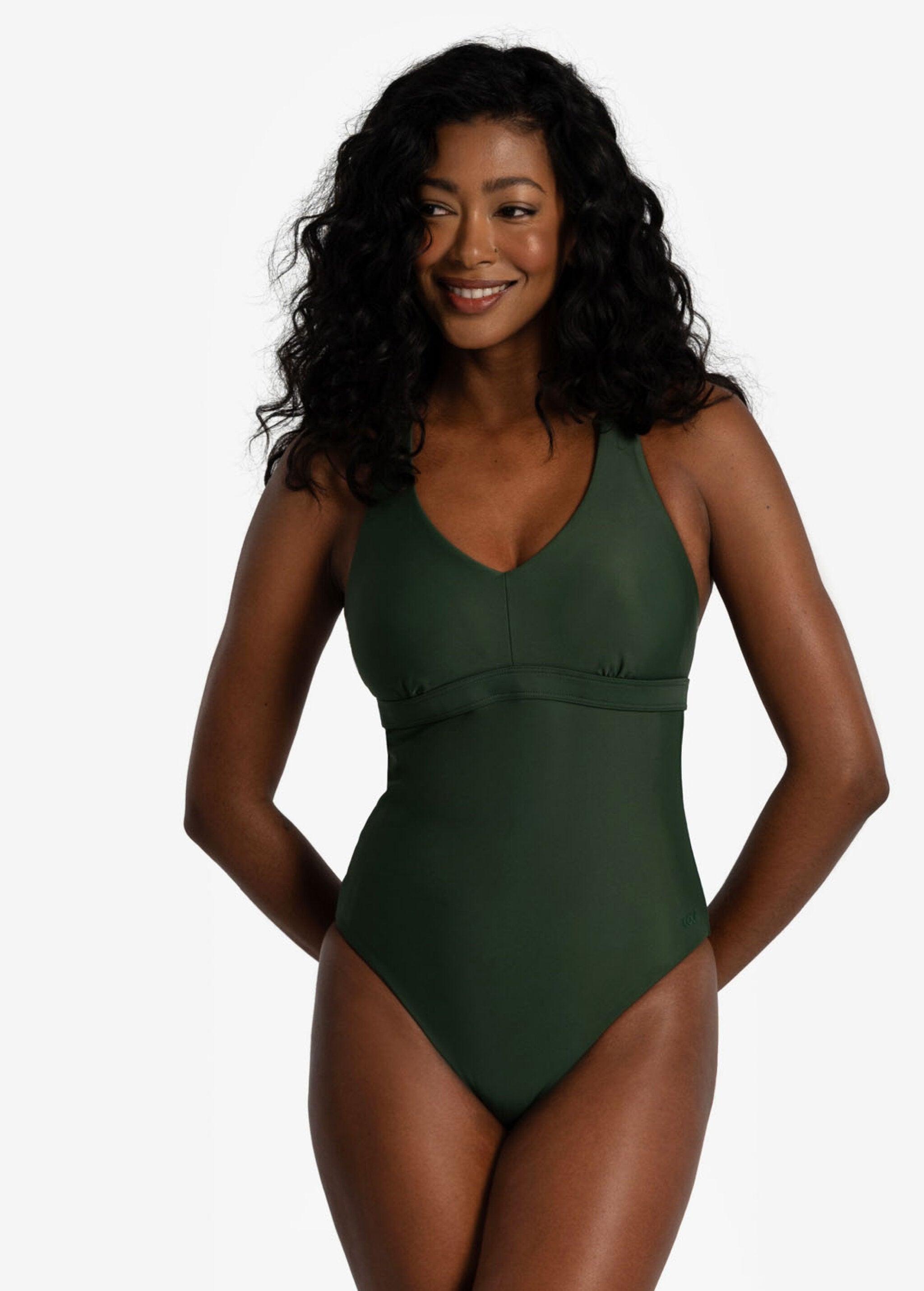 Lolë Playa One-Piece Swimsuit in Kombu olive green