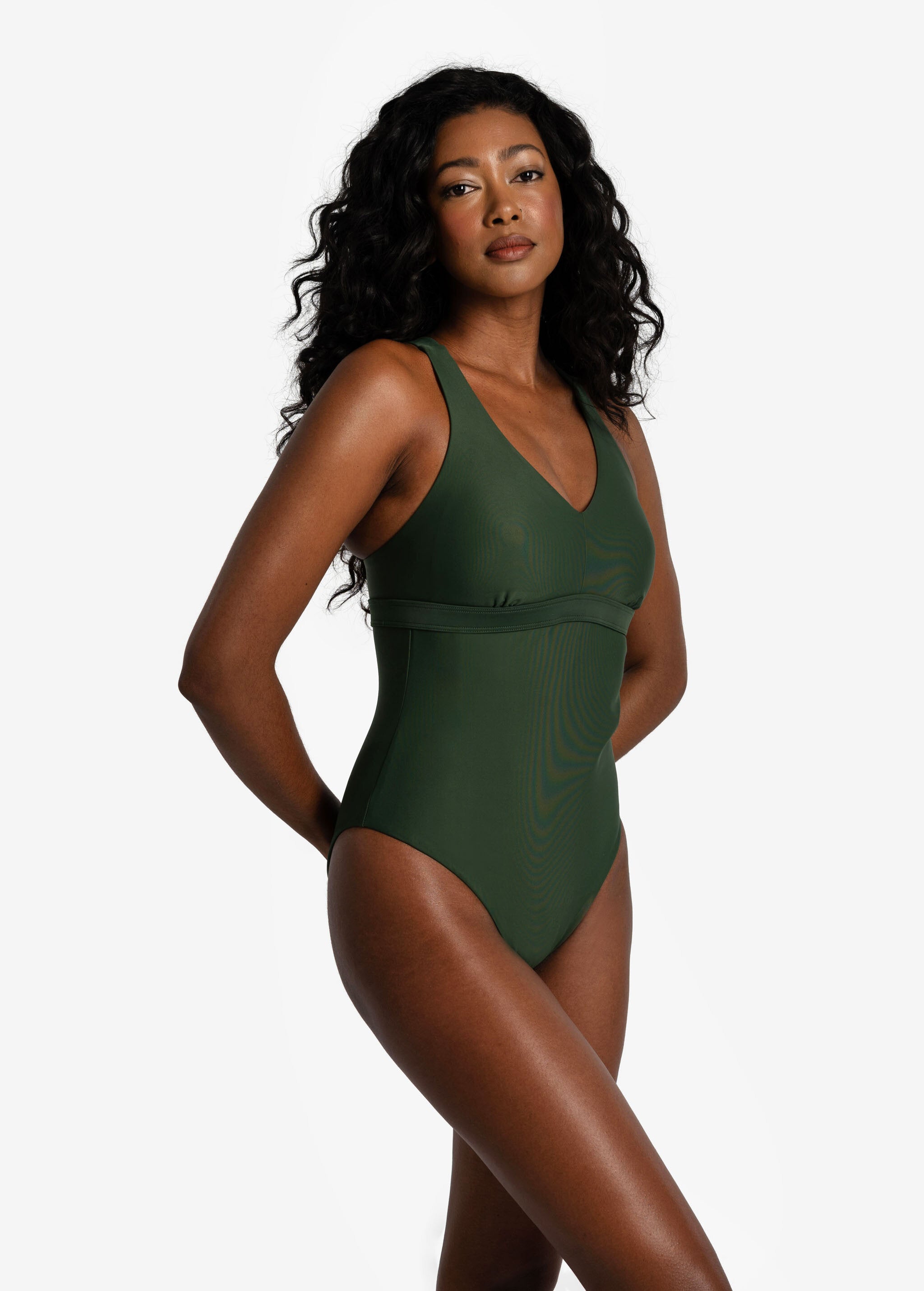 Lolë Playa One-Piece Swimsuit in Kombu olive green