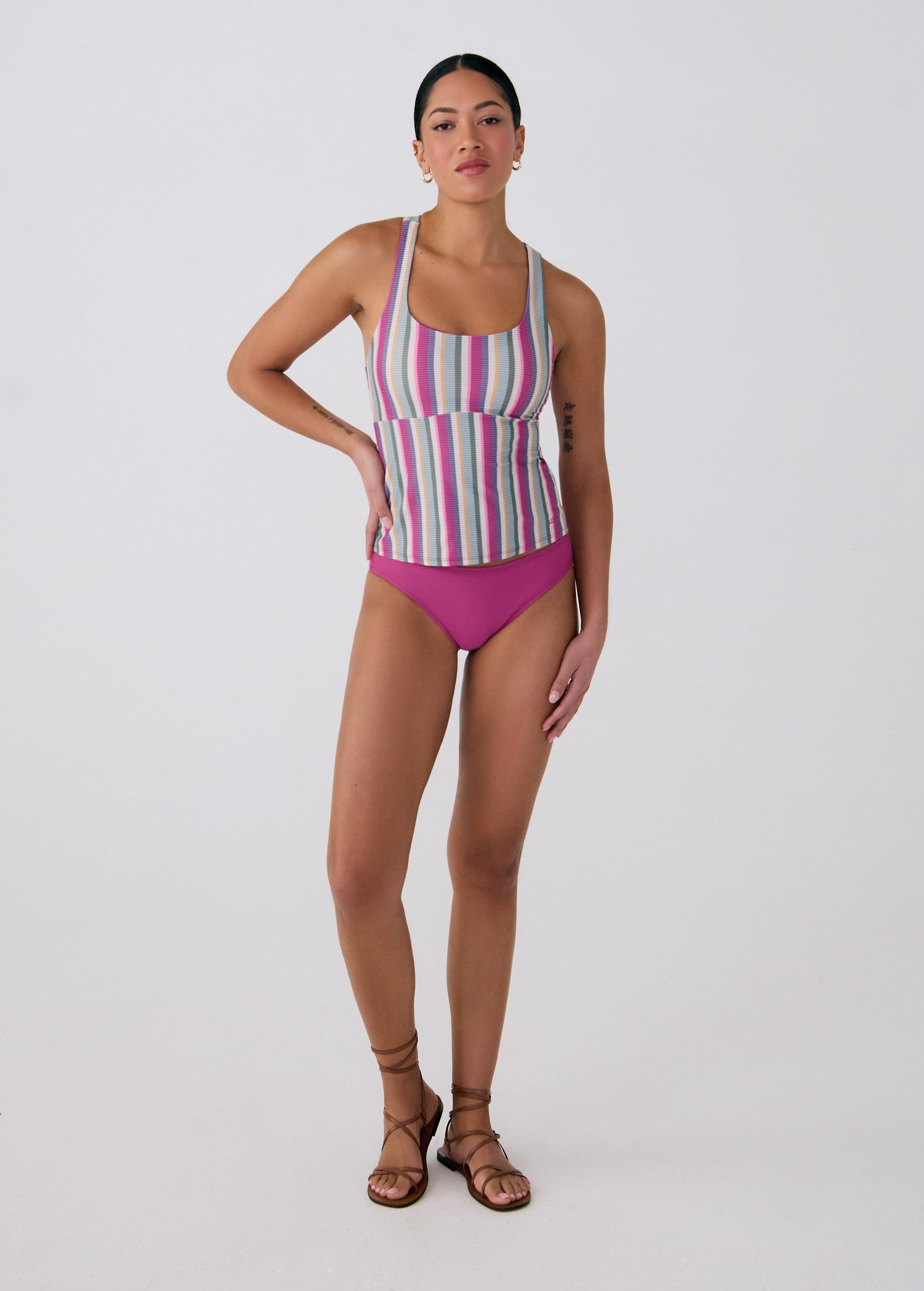 Lolë Playa Long Tankini in pastel stripe