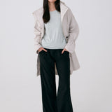Lolë Piper Oversized Rain Jacket in Abalone pale greige — for a more streamlined fit, consider sizing down