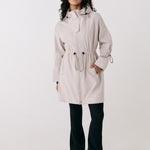 Lolë Piper Oversized Rain Jacket in Abalone pale greige — for a more streamlined fit, consider sizing down
