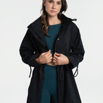 Lolë Piper Oversized Rain Jacket in black — for a more streamlined fit, consider sizing down