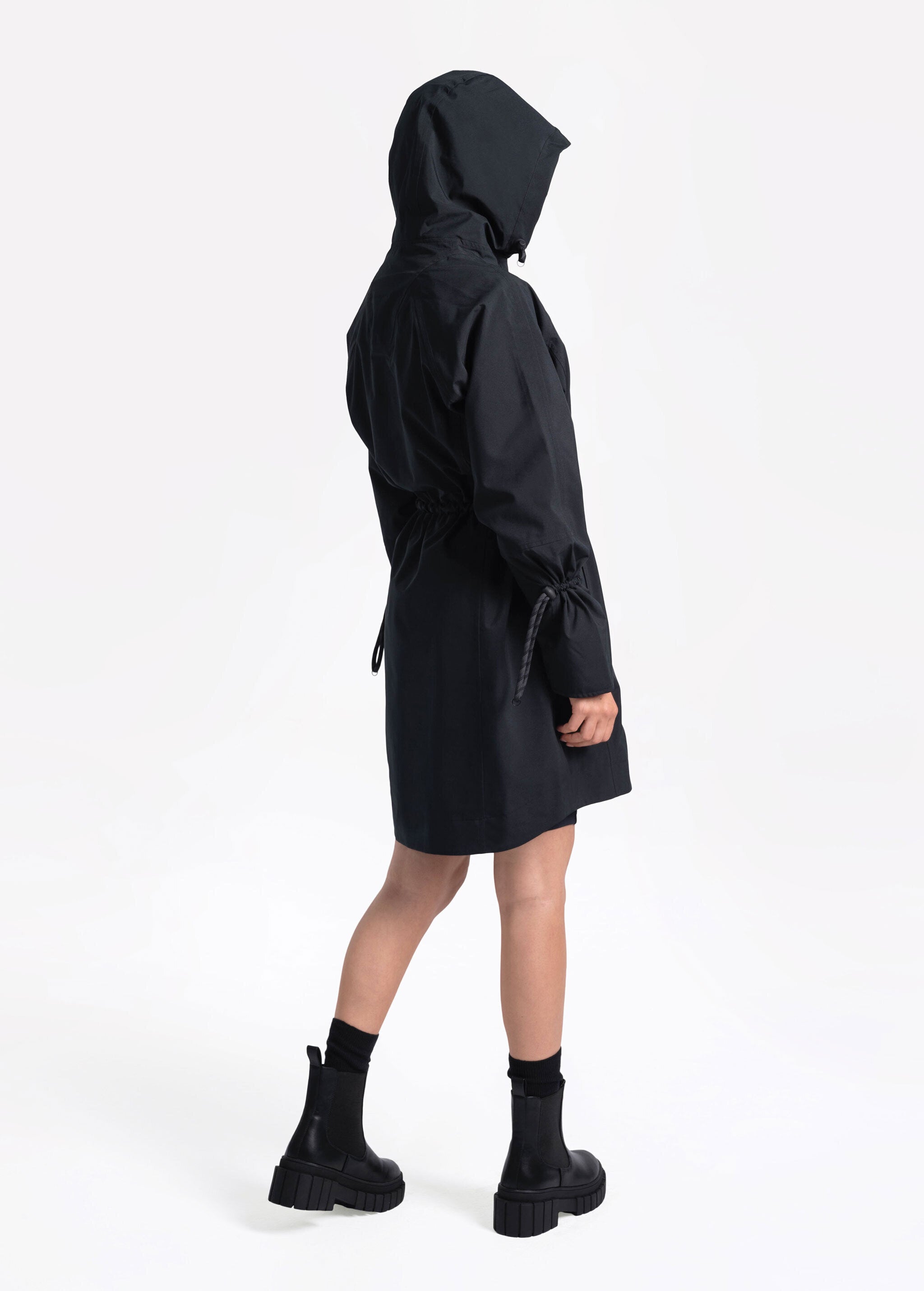 Lolë Piper Oversized Rain Jacket in black — for a more streamlined fit, consider sizing down