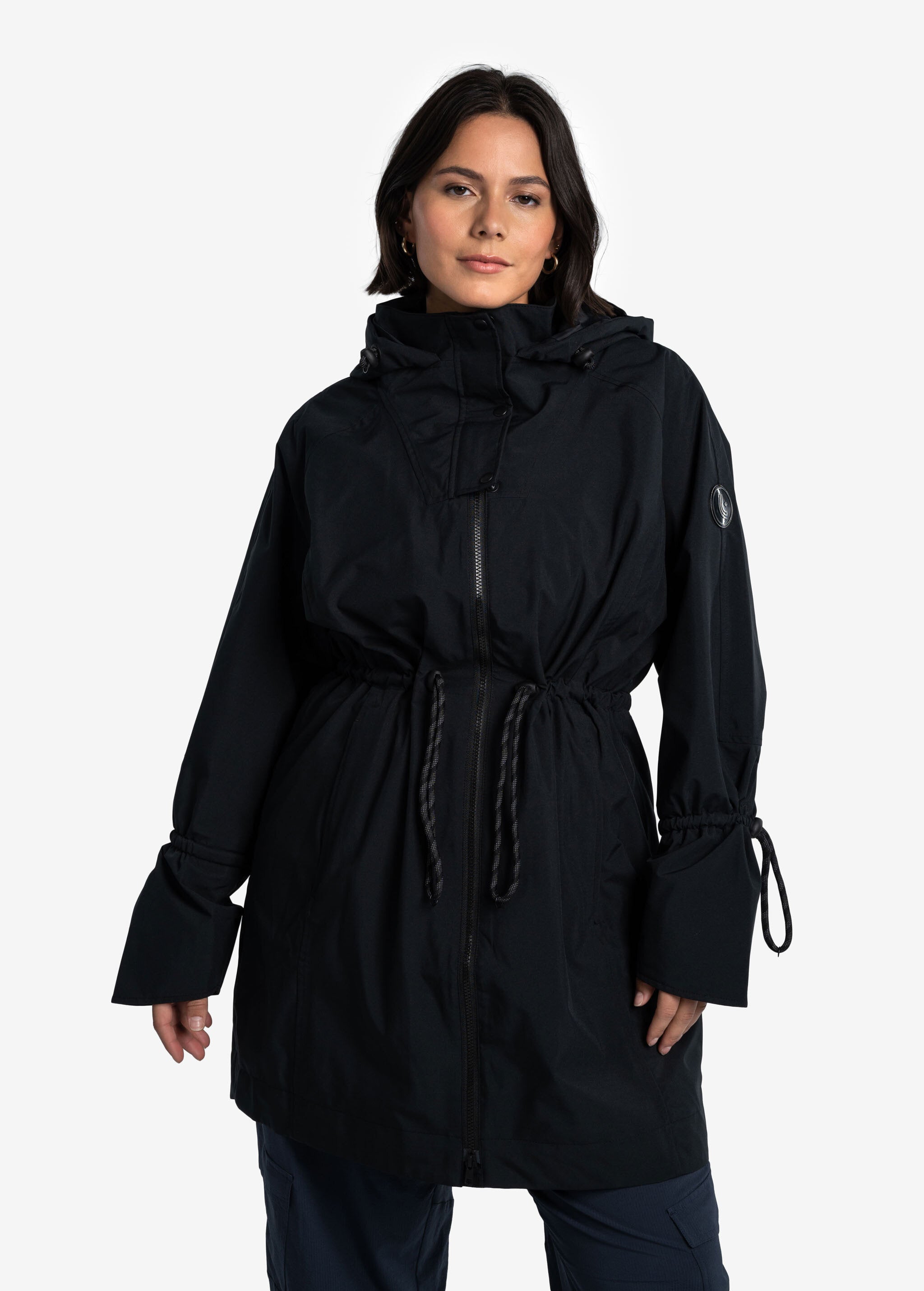 Lolë Piper Oversized Rain Jacket in black — for a more streamlined fit, consider sizing down