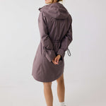 Lolë Piper Oversized Rain Jacket in Twilight mauve taupe — for a more streamlined fit, consider sizing down