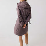 Lolë Piper Oversized Rain Jacket in Twilight mauve taupe — for a more streamlined fit, consider sizing down