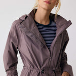 Lolë Piper Oversized Rain Jacket in Twilight mauve taupe — for a more streamlined fit, consider sizing down