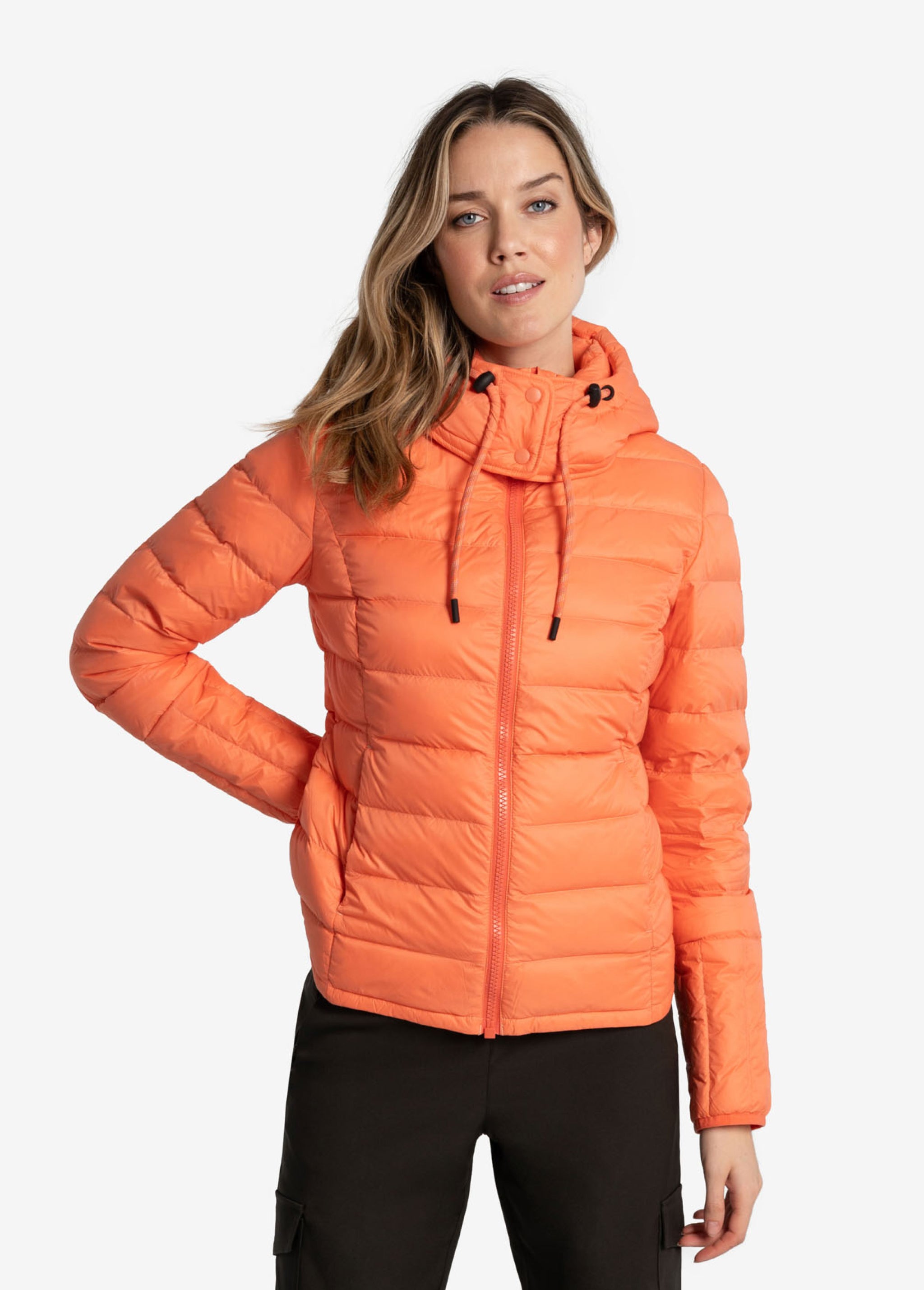 Lolë Emeline Down Jacket in Lychee coral orange