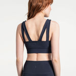 Lolë Step Up Bra in Outerspace navy — this high-support longline sports bra sets you in motion