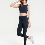 Lolë Step Up Bra in Outerspace navy — this high-support longline sports bra sets you in motion