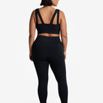 Lolë Step Up Bra in black — this high-support longline sports bra sets you in motion