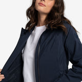 Lolë Element Long Rain Jacket in Outerspace navy — shake off wet weather with this longline rain jacket