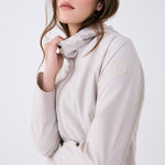 Lolë Element Long Rain Jacket in Abalone pale greige — shake off wet weather with this longline rain jacket