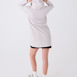 Lolë Element Long Rain Jacket in Abalone pale greige — shake off wet weather with this longline rain jacket