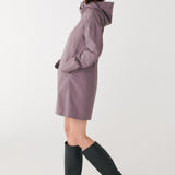 Lolë Element Long Rain Jacket in Twilight mauve taupe — shake off wet weather with this longline rain jacket