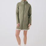 Lolë Element Long Rain Jacket in Hazel sage green — shake off wet weather with this longline rain jacket