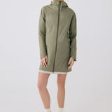 Lolë Element Long Rain Jacket in Hazel sage green — shake off wet weather with this longline rain jacket