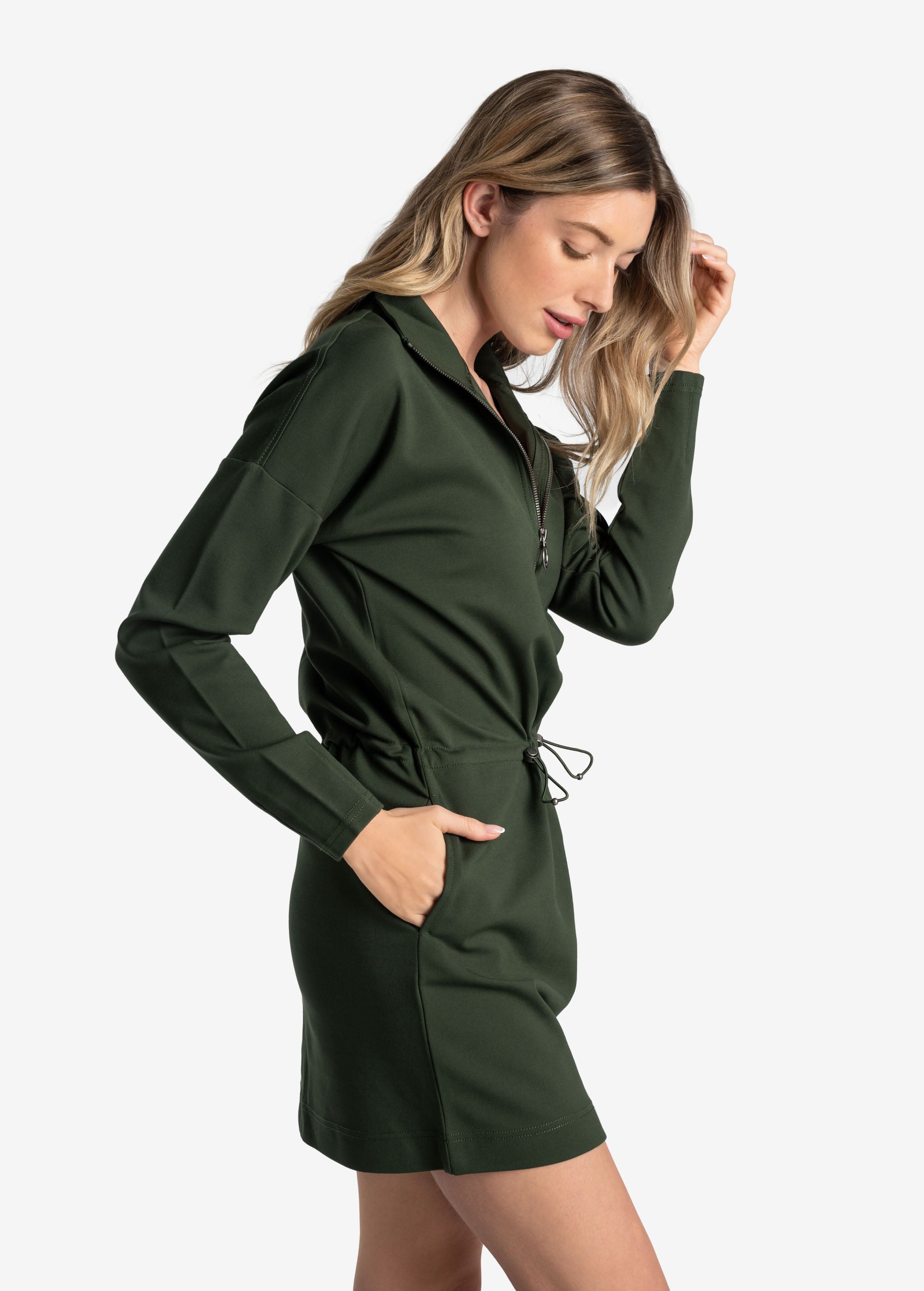 Lolë Mindset Dress in Kombu olive green