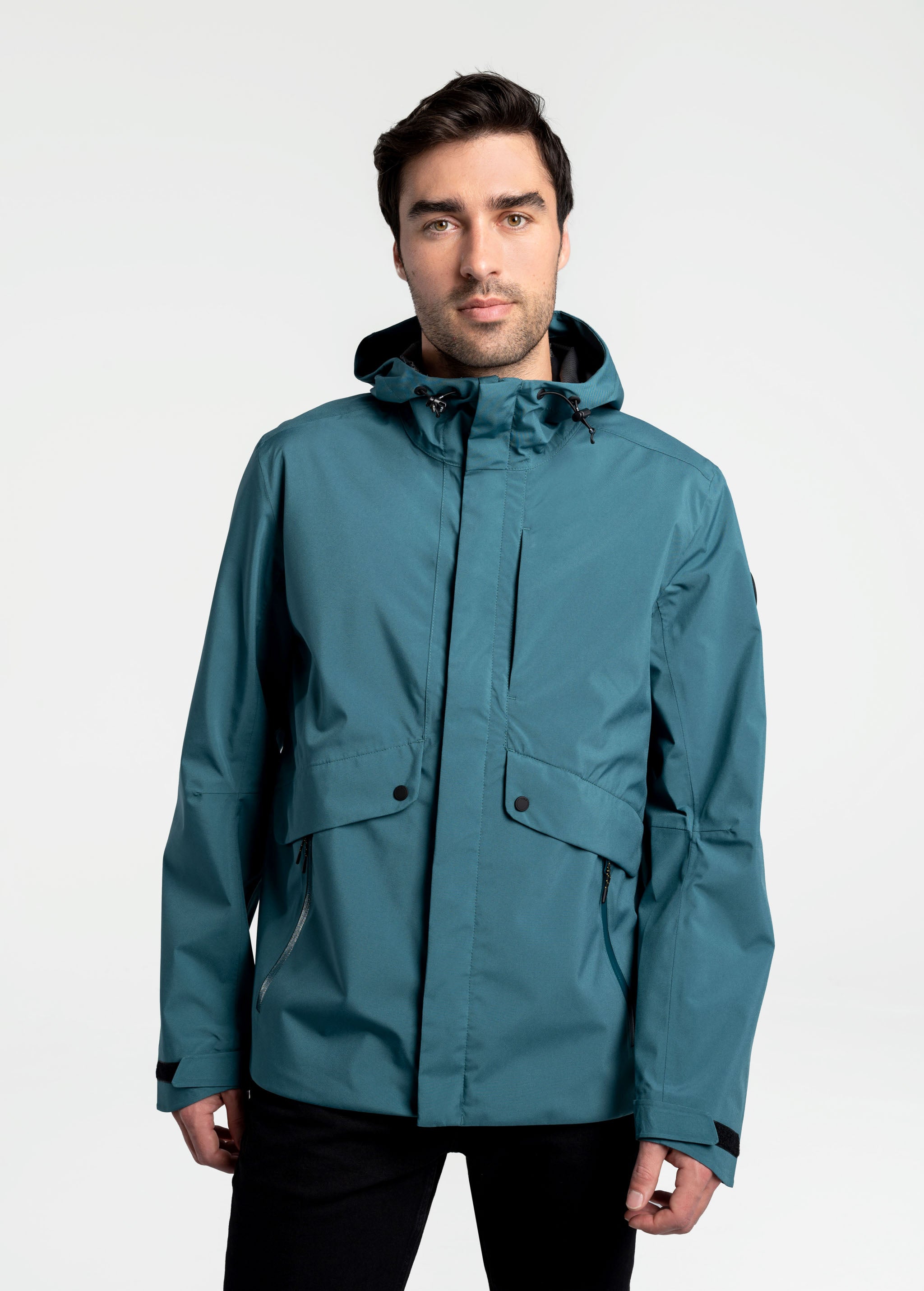 Lolë Steady Rain Jacket in blue — find rainy day motivation in this waterproof jacket