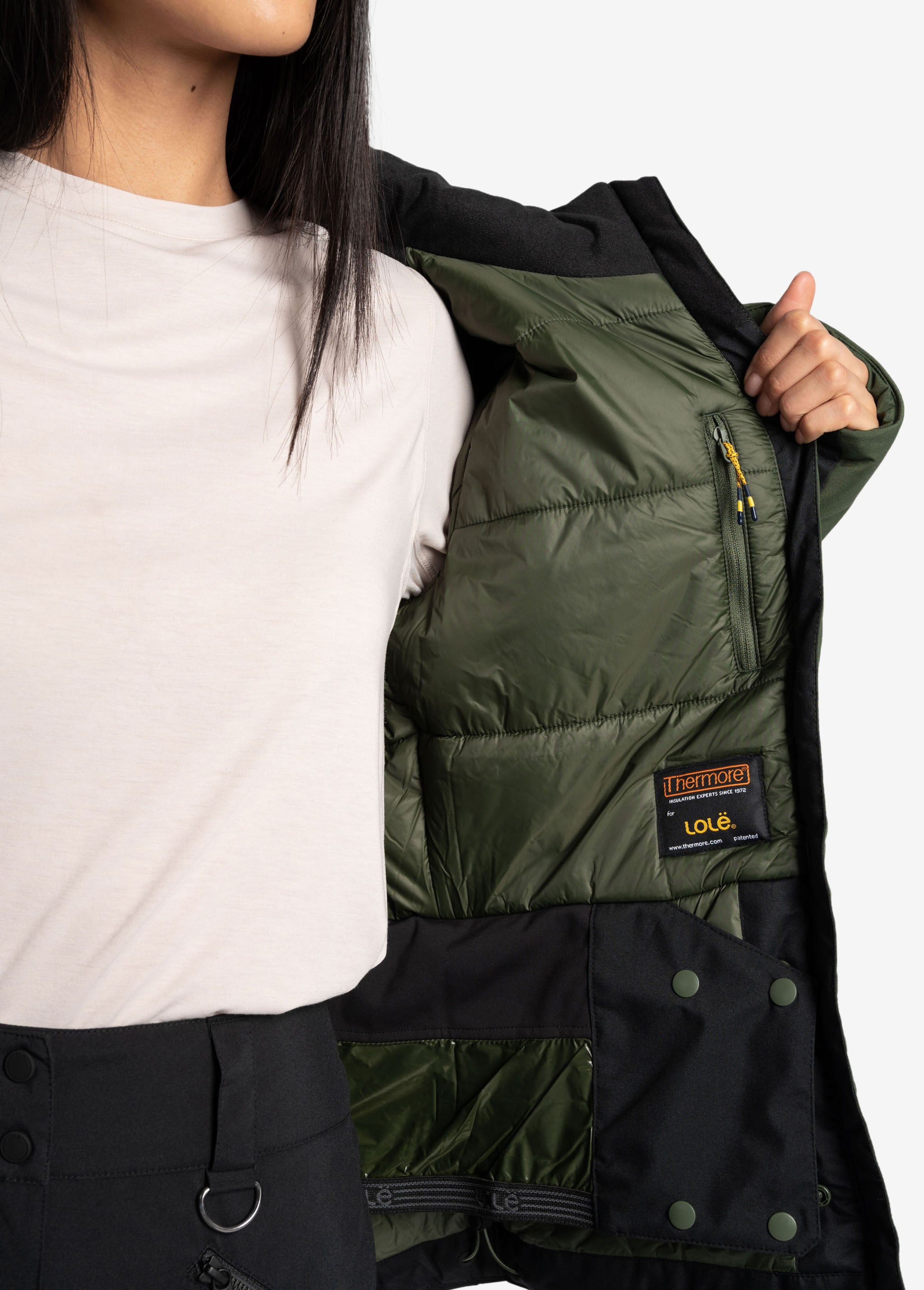 Lolë Mont Tremblant Snow Jacket in Kombu olive green